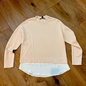 RW&CO. Cream-Peach Layered Button-Shoulder Sweater